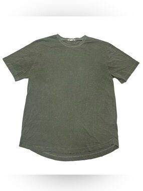 Forty Five Huckberry T Shirt Mens M Green Solid Short Sleeve Curved Hem